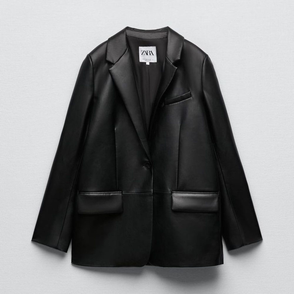 Zara Women's Black Leather Blazer